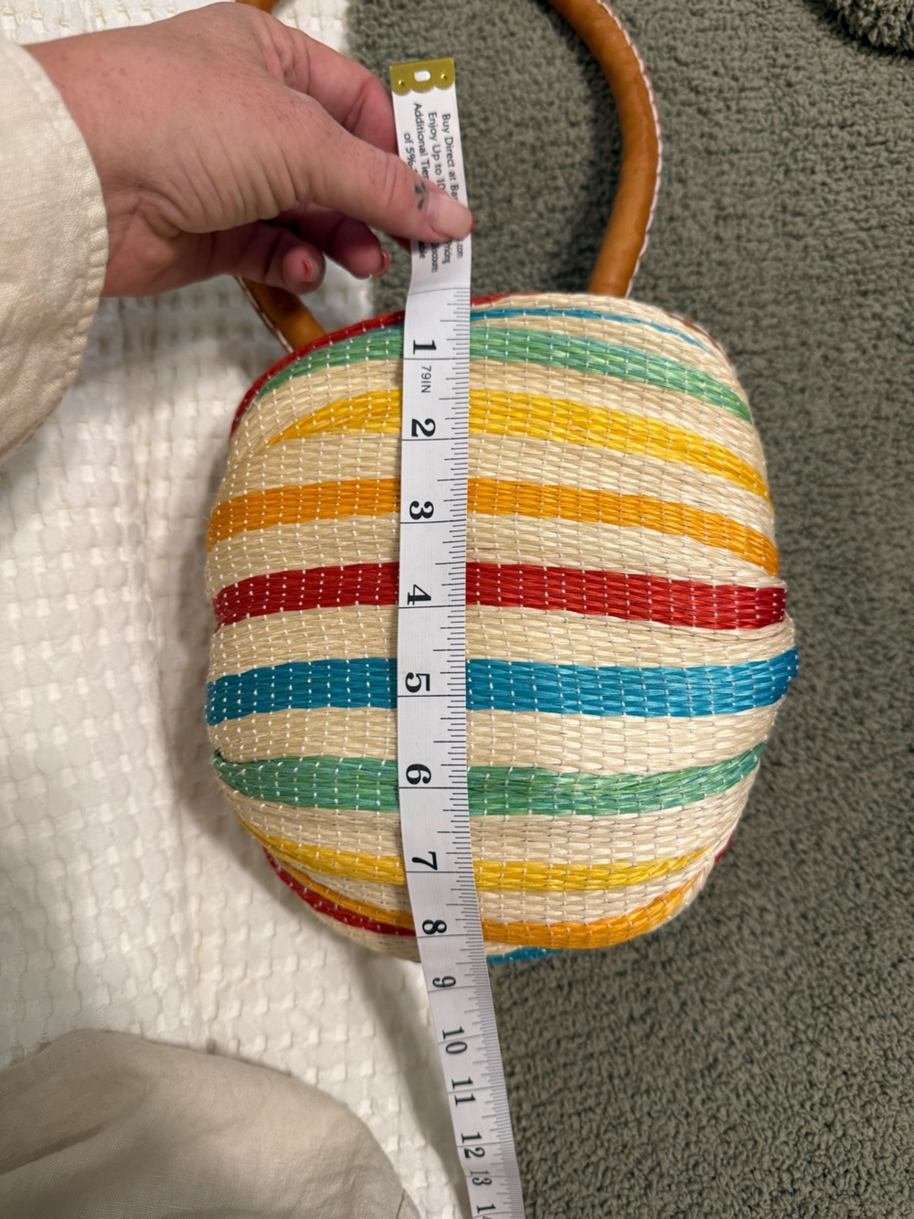 Vintage Woven Straw Top-Handle Bag in Multicolor - Picture 6 of 7